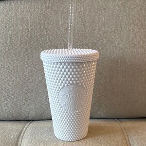 STARBUCKS White Studded Tumbler with Clear Straw